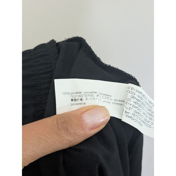NWT Zara Pants Women Large Wide Leg Black High Waisted Trousers Chiffon Flowy - Picture 12 of 12